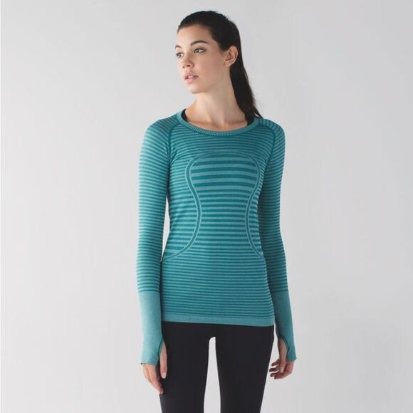 Lululemon Swiftly Tech Long Sleeve Crew Size 6 Heathered Forage Teal - Picture 1 of 8